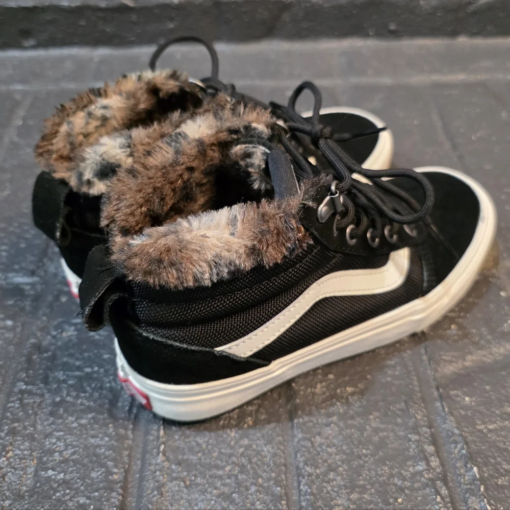 Vans Sk8-Hi MTE Leopard Faux Fur Boots, Women's Size 7